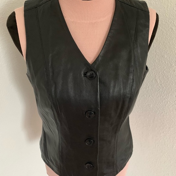 Alfani Black Leather Button Up Vest - Picture 4 of 10